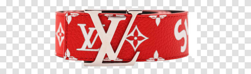 Louis Vuitton X Supreme Initiales Belt 40 Mm Monogram Red Louis Vuitton Belt, Accessories, Handbag, Text, Purse Transparent Png