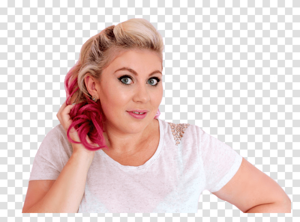Louise Glitter White T Shirt, Person, Blonde, Woman Transparent Png