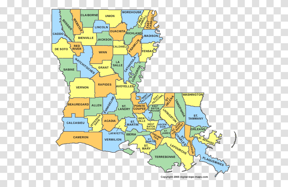 Louisiana Parish Map Louisiana County Map, Diagram, Plot, Atlas, Vegetation Transparent Png