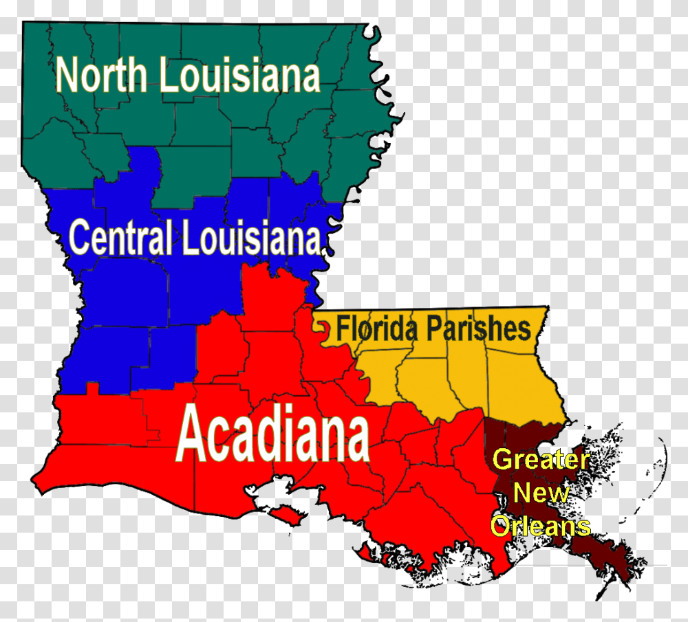 Louisiana Regions Map Large Map Map Of Acadiana Louisiana, Diagram, Atlas, Plot, Vegetation Transparent Png