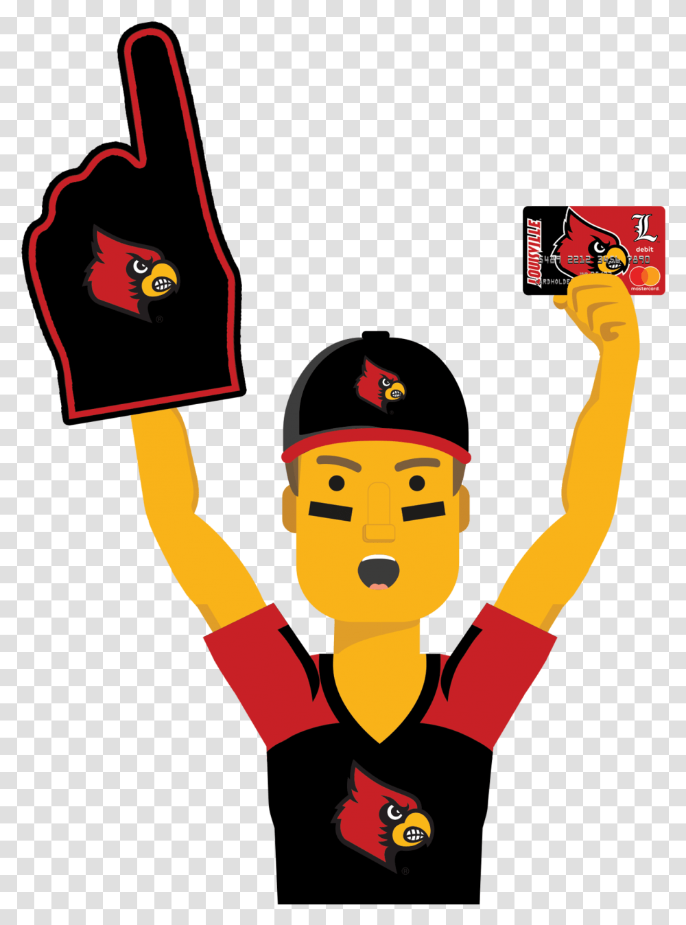 Louisville Ultimate Fan Holding The Louisville Cardinals University Of Louisville, Person, People, Face, Video Gaming Transparent Png