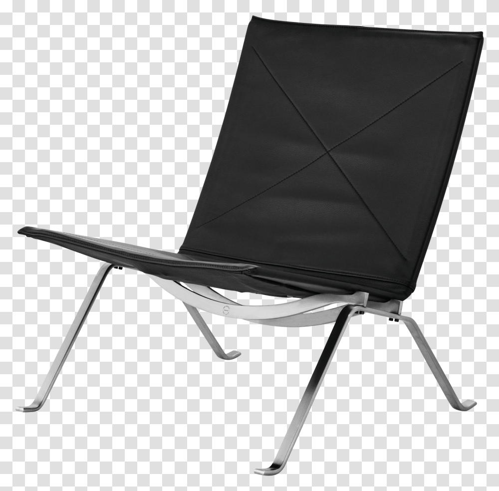 Lounge Chair Poul Kjrholm Classic Black Leather Pk22 Chair, Furniture, Canvas, Tabletop, Bow Transparent Png