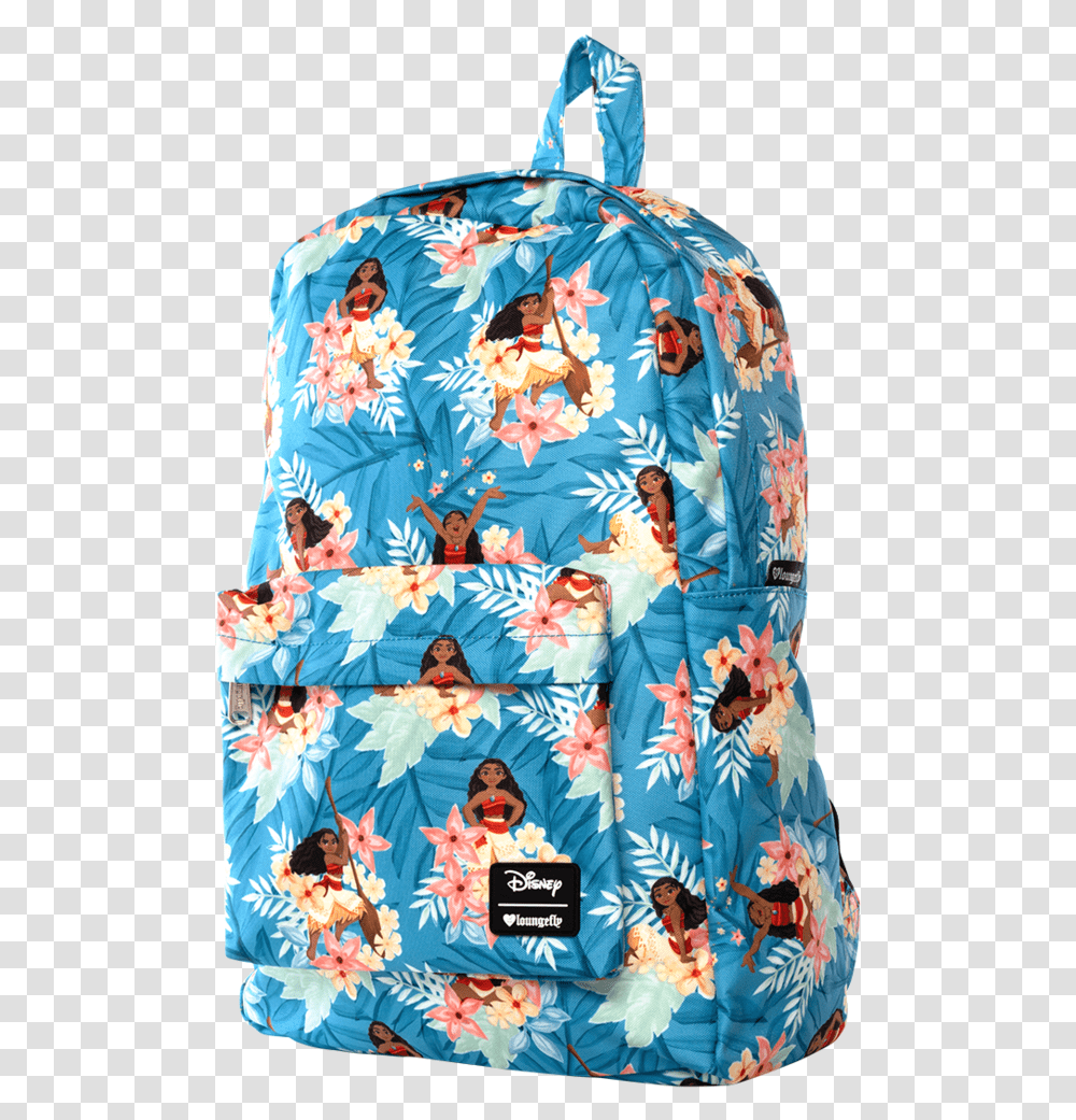 Loungefly Moana Floral Print Backpack Bag, Clothing, Dress, Female, Person Transparent Png