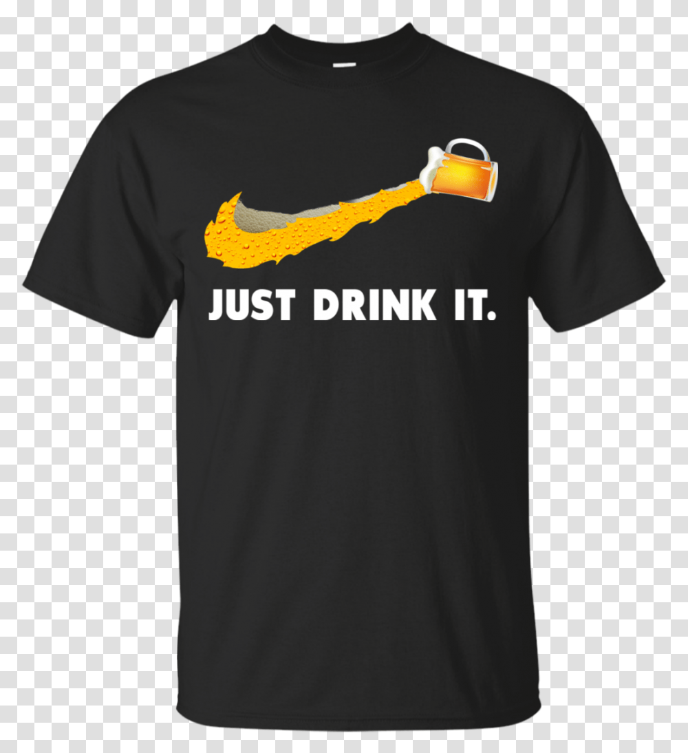 Love Beer Just Drink It Nike Logo T Shirts Hoodies Tank Top Just Drink It Nike Logo, Clothing, Apparel, T-Shirt, Person Transparent Png