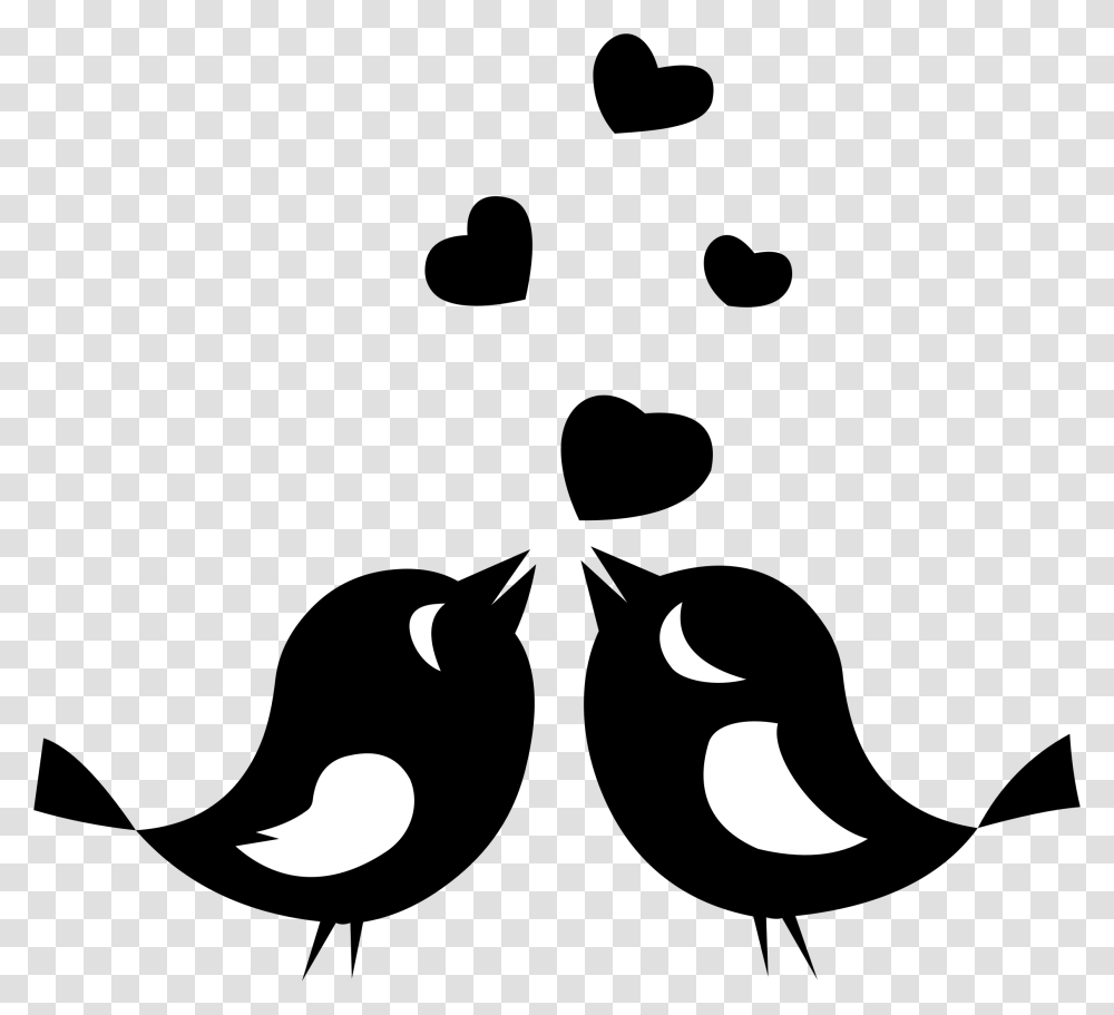 Love Birds Clipart Black And White Love Birds Clipart Black And White, Logo, Trademark, Stencil Transparent Png