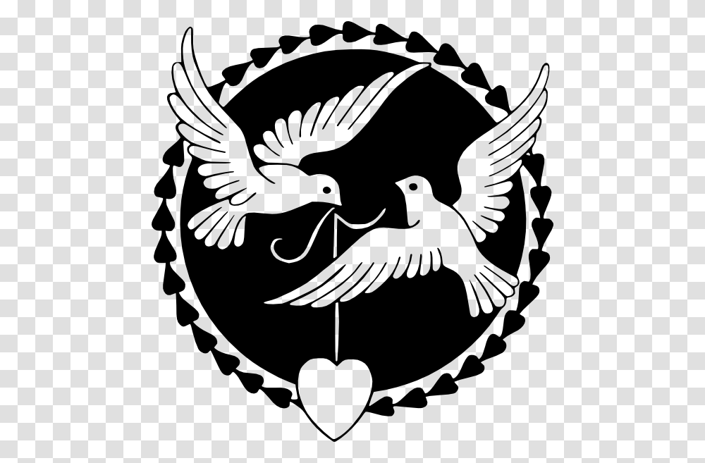 Love Birds Clipart Black And White, Stencil, Animal, Eagle Transparent Png