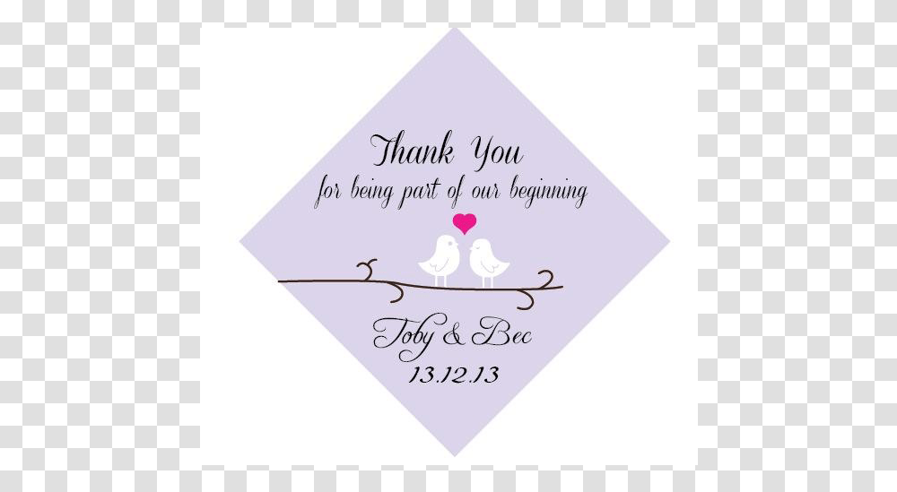 Love Birds Personalised Wedding Thank You Favour Gift Calligraphy, Business Card, Paper, Envelope Transparent Png