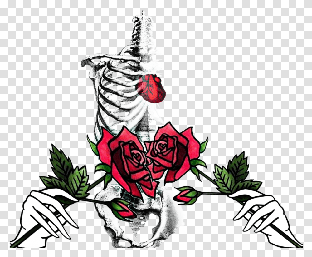 Love Bones Skull Rose Dead Heart Illustration, Performer, Plant, Animal Transparent Png