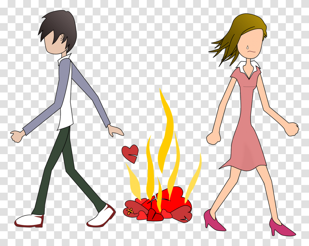 Love Break Up Cartoon Couple Anime, Person, People, Performer, Book Transparent Png