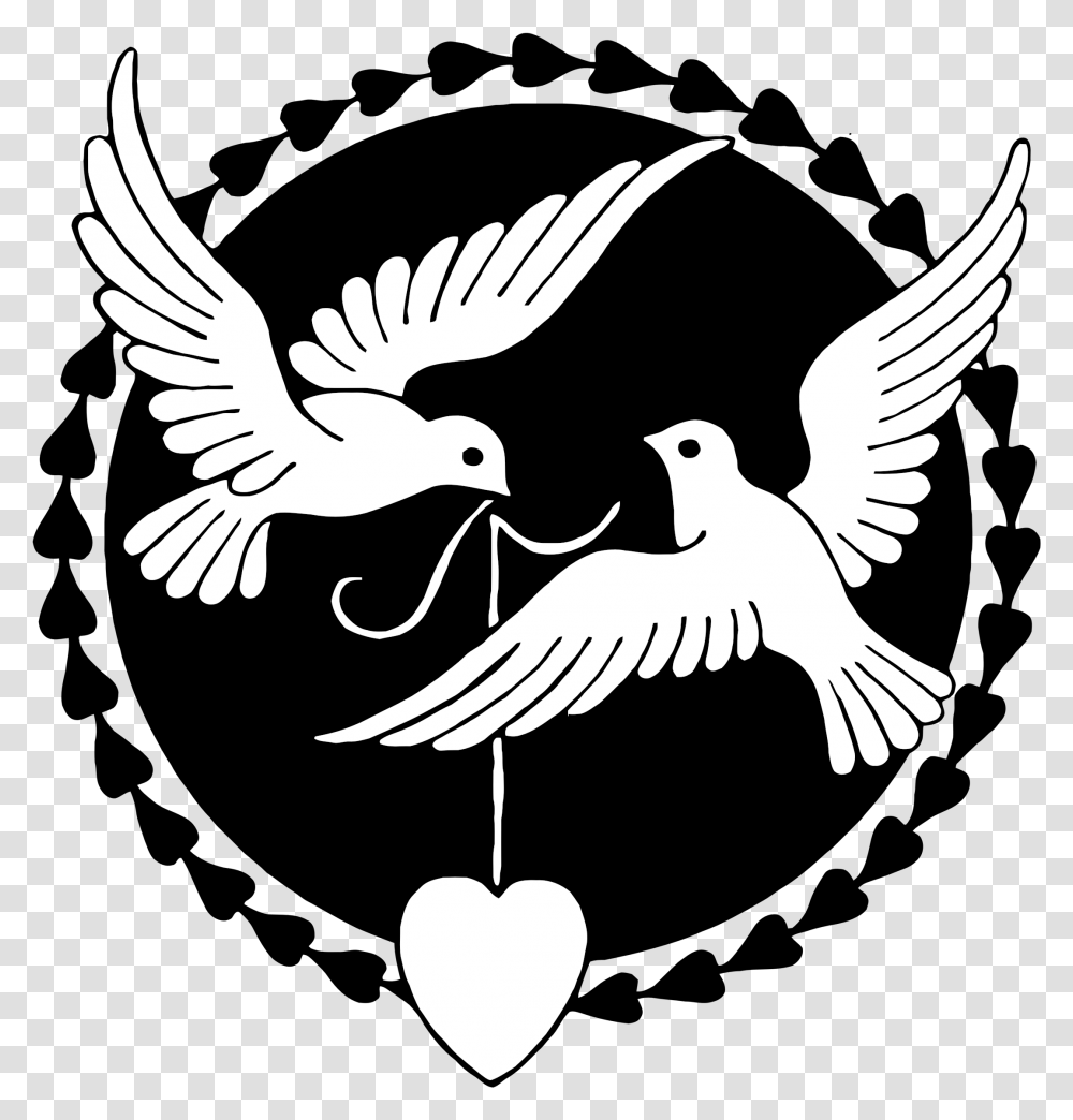 Love Clipart Black And White 4 Image Love Birds Clipart Black And White, Flying, Animal, Stencil Transparent Png
