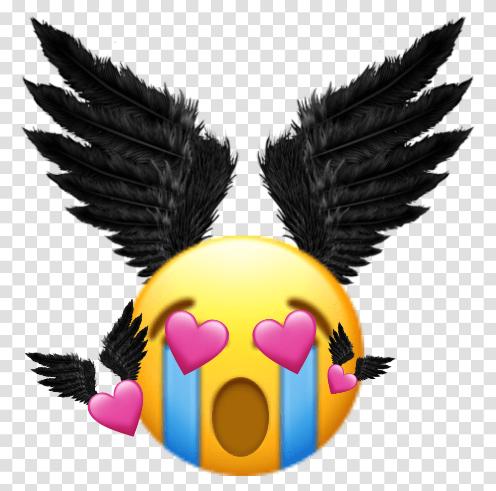 Love Cry Heart Emoji Wing Wings Pixle22 Clipart Full Black Thumbnail Effect, Graphics, Animal, Bird, Toy Transparent Png