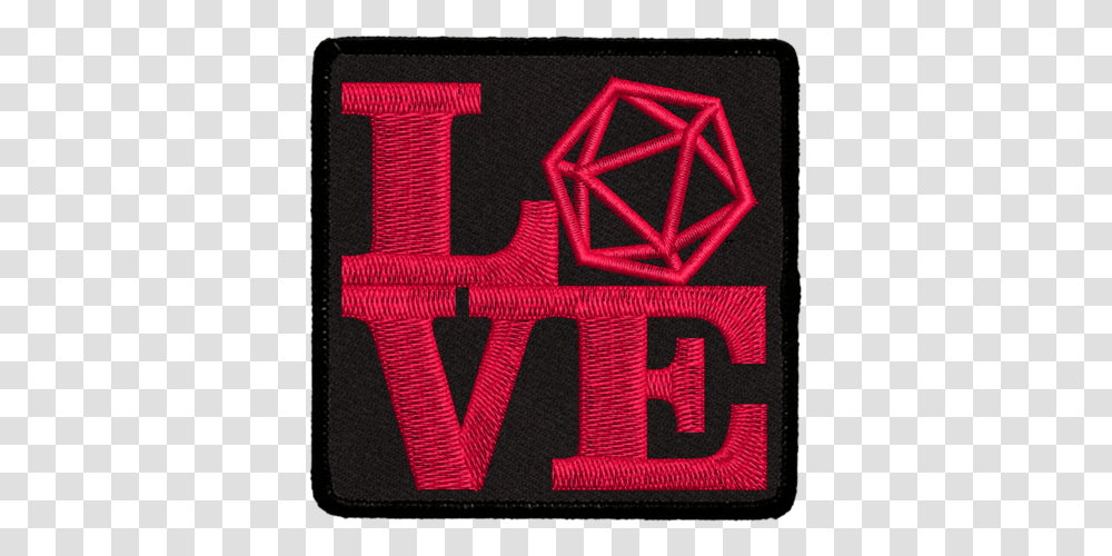 Love D20 Ironon Patch Wallet, Rug, Text, Logo, Symbol Transparent Png
