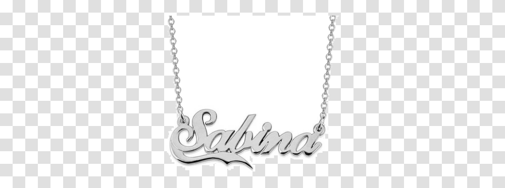 Love Design Jewelry With - Amarleycom Sabina Name Necklace Silver, Text, Accessories, Accessory, Pendant Transparent Png