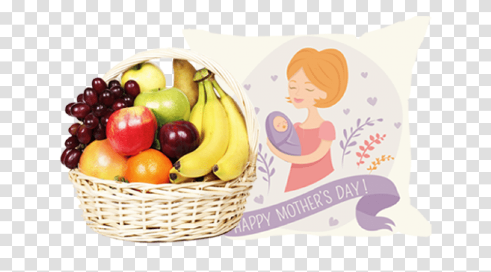 Love Fruit Basket With Love Cushion For Mother Small Basket Of Fruit, Banana, Plant, Food, Bowl Transparent Png
