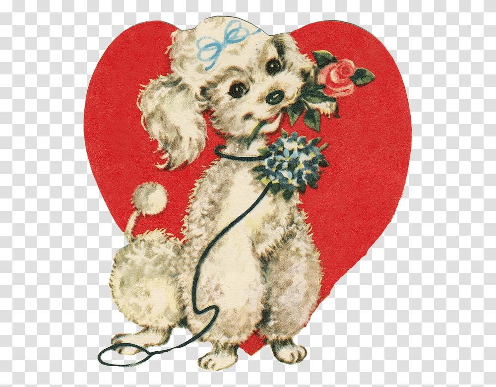 Love Heart Amorous Dog Puppy Poodle Rosa Last Day Of February, Applique, Cushion, Pet, Canine Transparent Png
