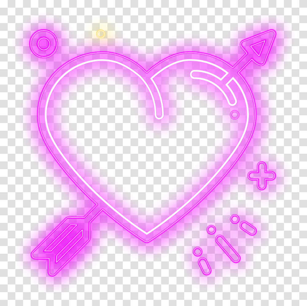 Love Heart Arrow Neon Geometric Overlay Layers Heart, Light, Purple, Hand Transparent Png