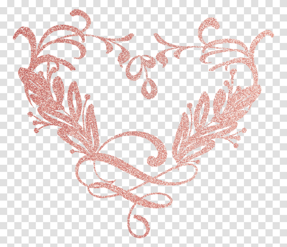 Love Heart Flowers Rosegold Glitter Geometric Cross Stitch, Floral Design, Pattern, Rug Transparent Png