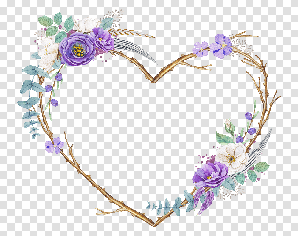 Love Heart Flowers Wreath Wood Feathers Floral Scrapbooking, Floral Design, Pattern, Plant Transparent Png