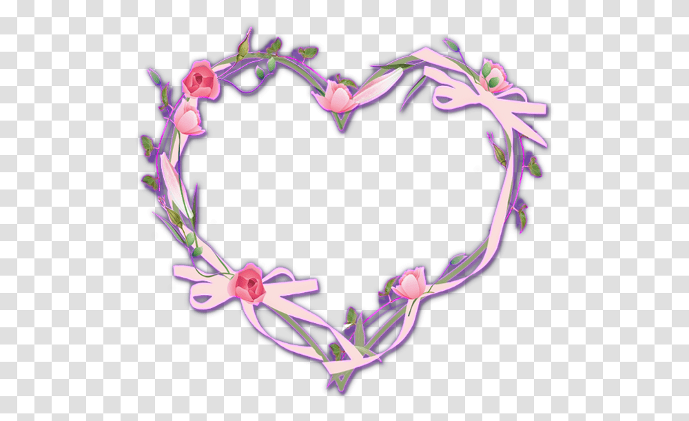 Love Heart Rose Ribbon Wreath Neon Leaf Glitter Heart, Pattern, Light, Bracelet Transparent Png