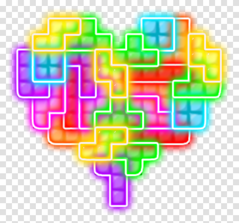 Love Heart Tetris Neon Puzzles Geometric Lego Diagram, Dynamite, Bomb, Weapon, Weaponry Transparent Png