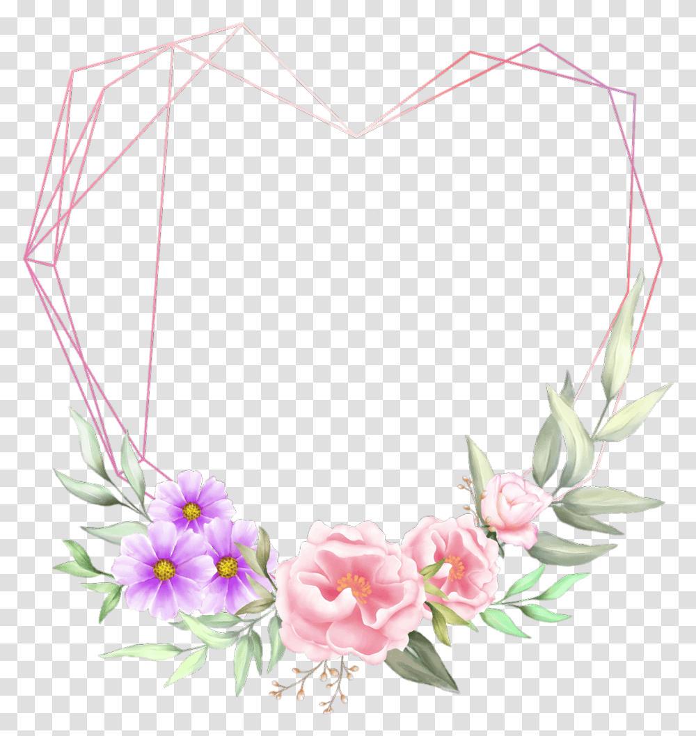 Love Heart Wreath Rosegold Geometric Glitter Geometric Flower Shape, Floral Design, Pattern, Plant Transparent Png