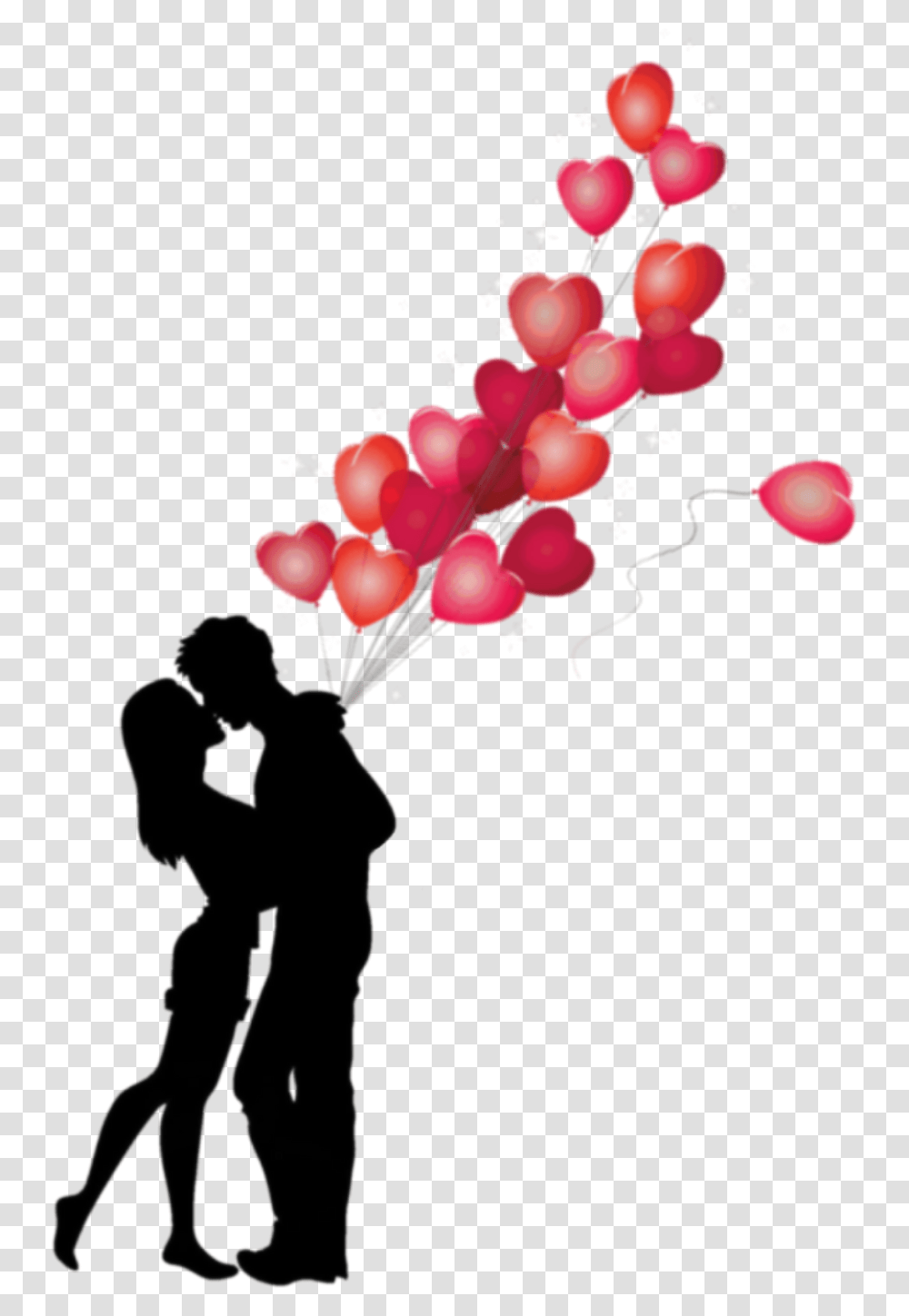 Love Hearts Silhouette Romantic Love Hd, Balloon, Plant, Person, Human Transparent Png