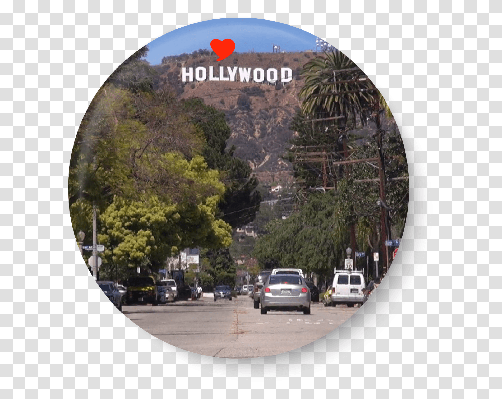 Love Hollywood I With United States Series Pin Badge Hollywood Sign, Car, Vehicle, Transportation, Fisheye Transparent Png