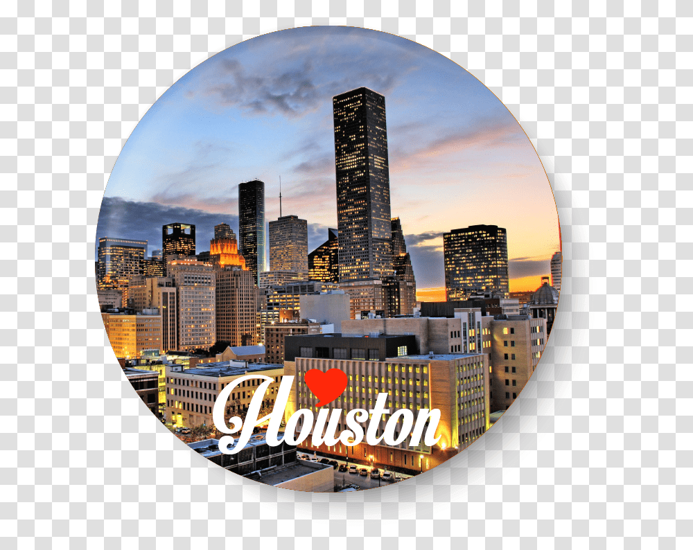 Love Houston I With United States Series Pin Badge Big City In Houston, Urban, Building, Town, Fisheye Transparent Png