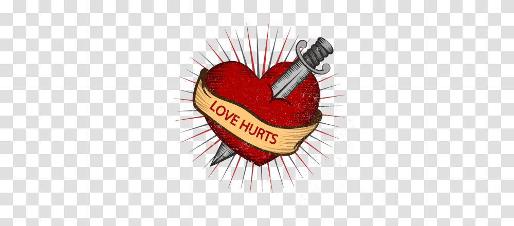 Love Hurts Tattoo Heart Knife Roses Tattoo, Beverage, Bottle, Alcohol, Graphics Transparent Png