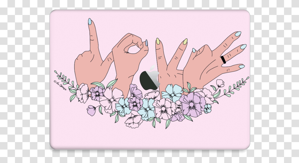 Love Is Love Skin Macbook Air 2018 Drawing, Hand, Plant, Flower Transparent Png
