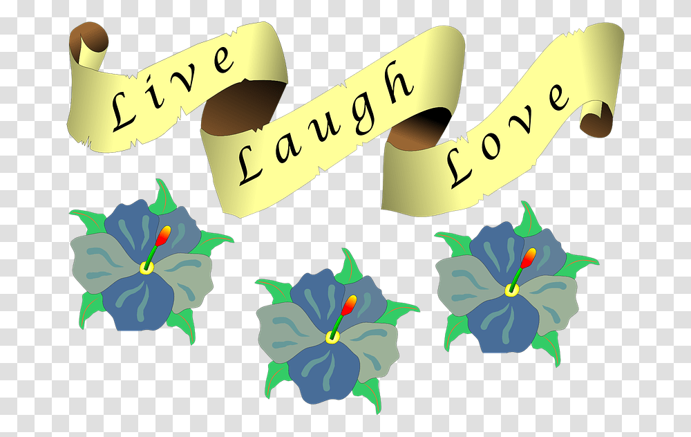 Love Live Laugh Saying Phrase Flowers Ribbon Live Laugh Love Tattoos, Plant Transparent Png