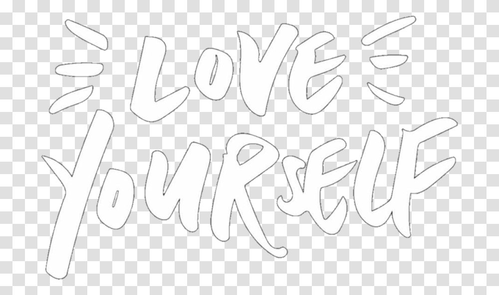 Love Loveyourself White Words Quote Whitetheme Icon Overlays Cool, Calligraphy, Handwriting, Stencil Transparent Png