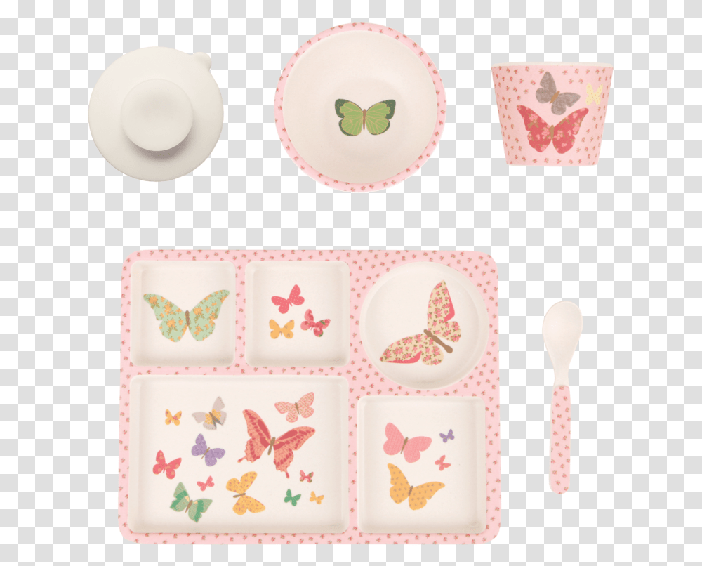 Love Mae Divided Plate Butterflies, Cushion, Pillow, Pottery Transparent Png