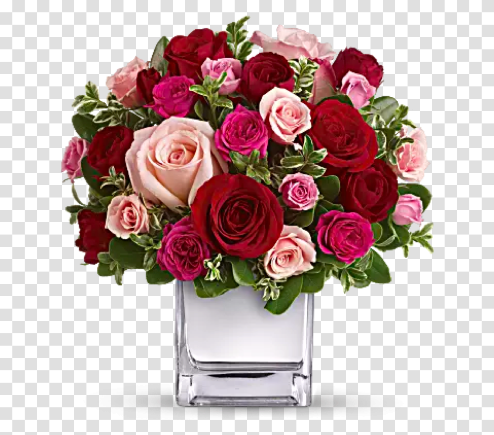Love Medley Roses Bouquet Red And Pink Flower Arrangements, Plant, Flower Bouquet, Blossom, Floral Design Transparent Png
