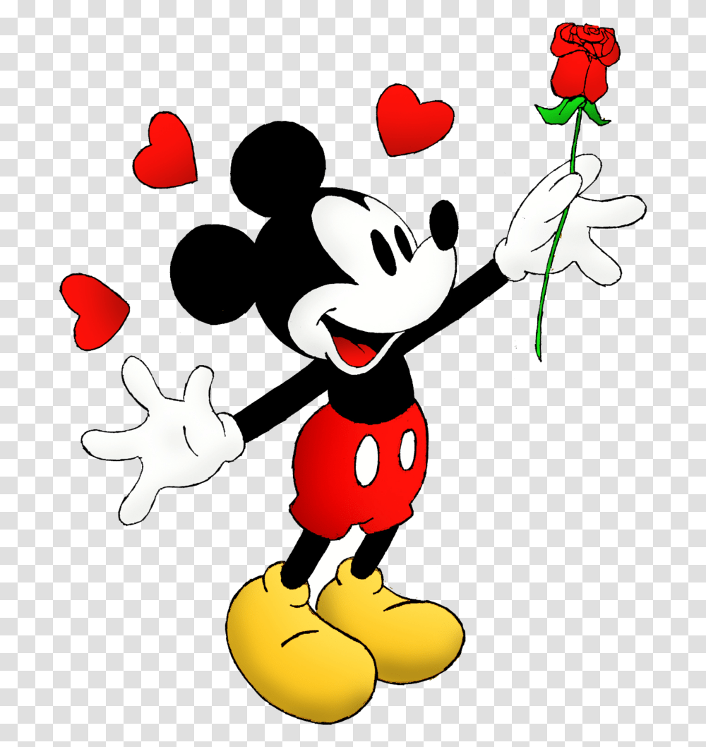 Love Mickey Mouse With Rose, Performer, Plant, Juggling Transparent Png