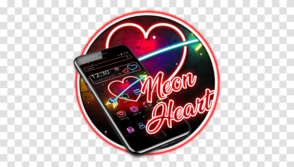 Love Neon Heart Arrow Theme U200c Google Play Mobile Phone, Light, Electronics, Cell Phone Transparent Png