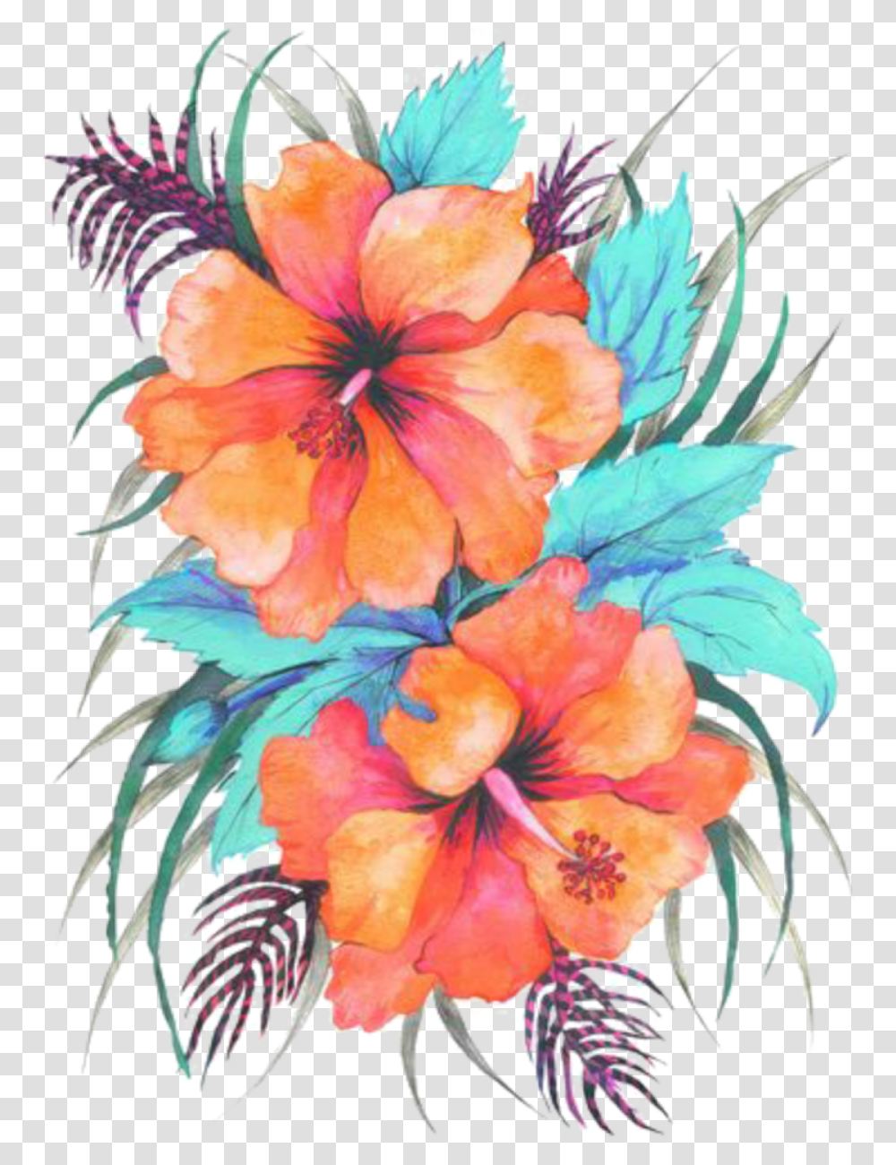 Love Orange Hibiscus Tattoo Drawing, Floral Design, Pattern Transparent Png