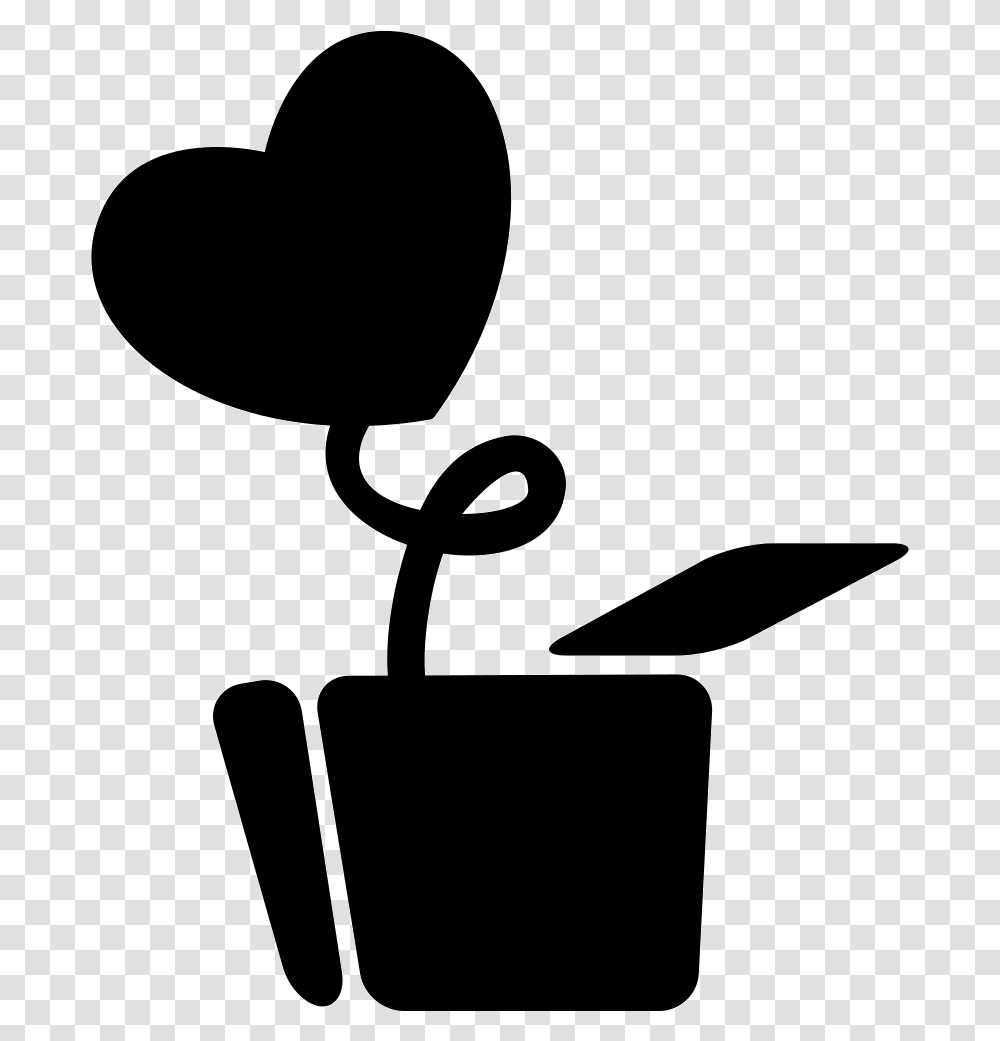 Love Plant With Heart Shaped Leaf In A Pot Planta De, Stencil, Silhouette, Shovel, Tool Transparent Png