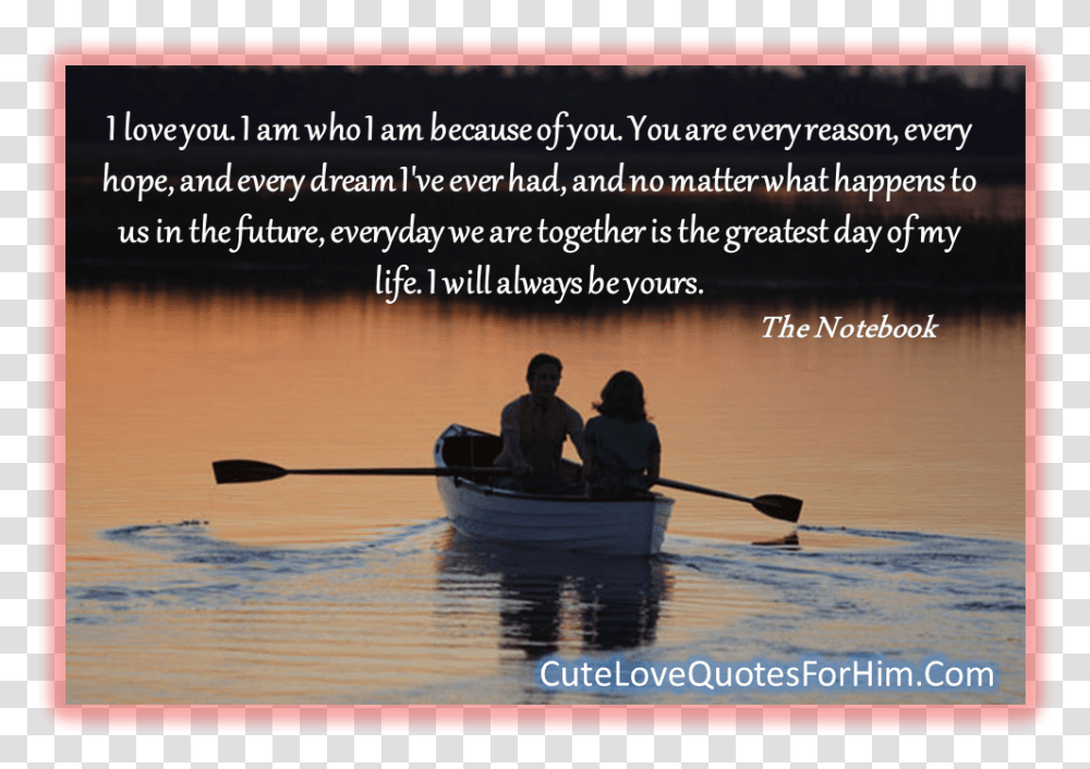 Love Quotes Notebook And Quotes Image Notebook Movie, Person, Human, Oars, Rowboat Transparent Png