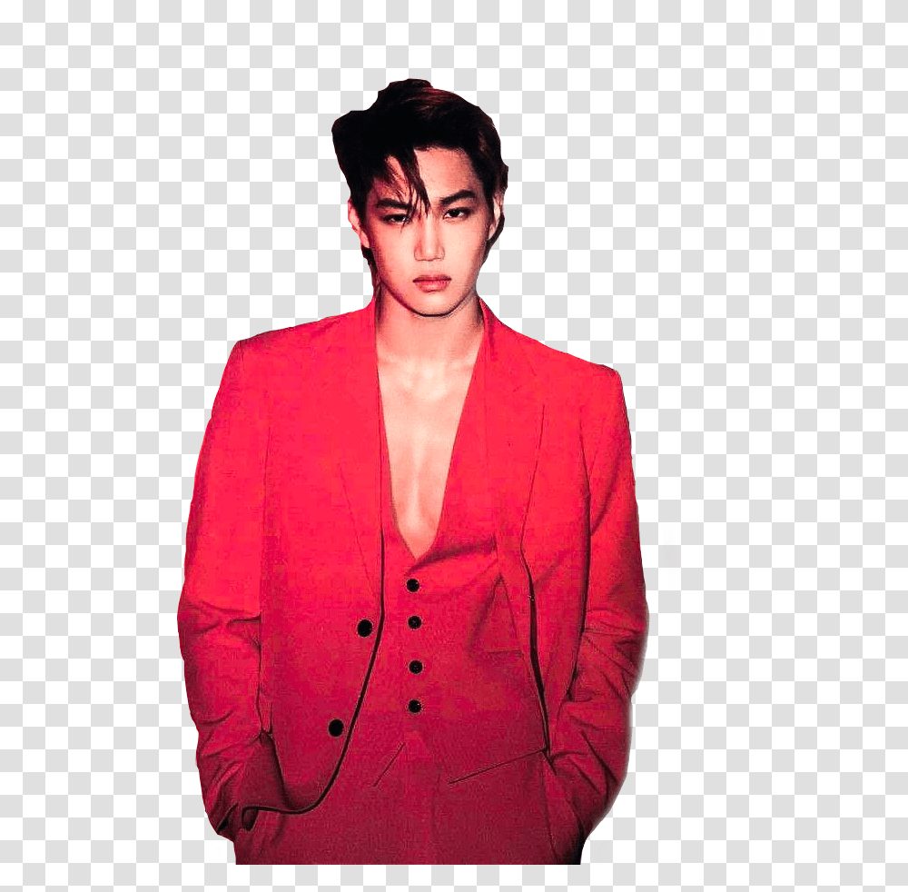 Love Red Suit Kim Jong In Suit, Overcoat, Person, Female Transparent Png