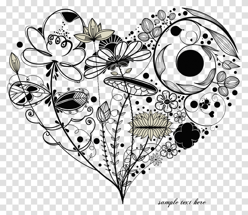 Love Romance Black Shaped Retro Flowers Tattoo, Jewelry, Accessories, Accessory, Rug Transparent Png