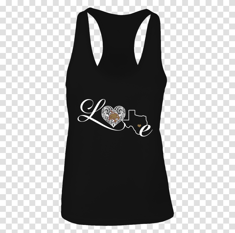 Love Texas State Bobcats Pattern Heart State Outline Active Tank, Apparel, Shirt, Sleeve Transparent Png