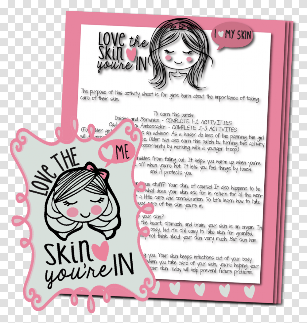 Love The Skin Your E In Patch Activity Sheet Girl Scout Broadway Patches, Advertisement, Poster, Paper Transparent Png