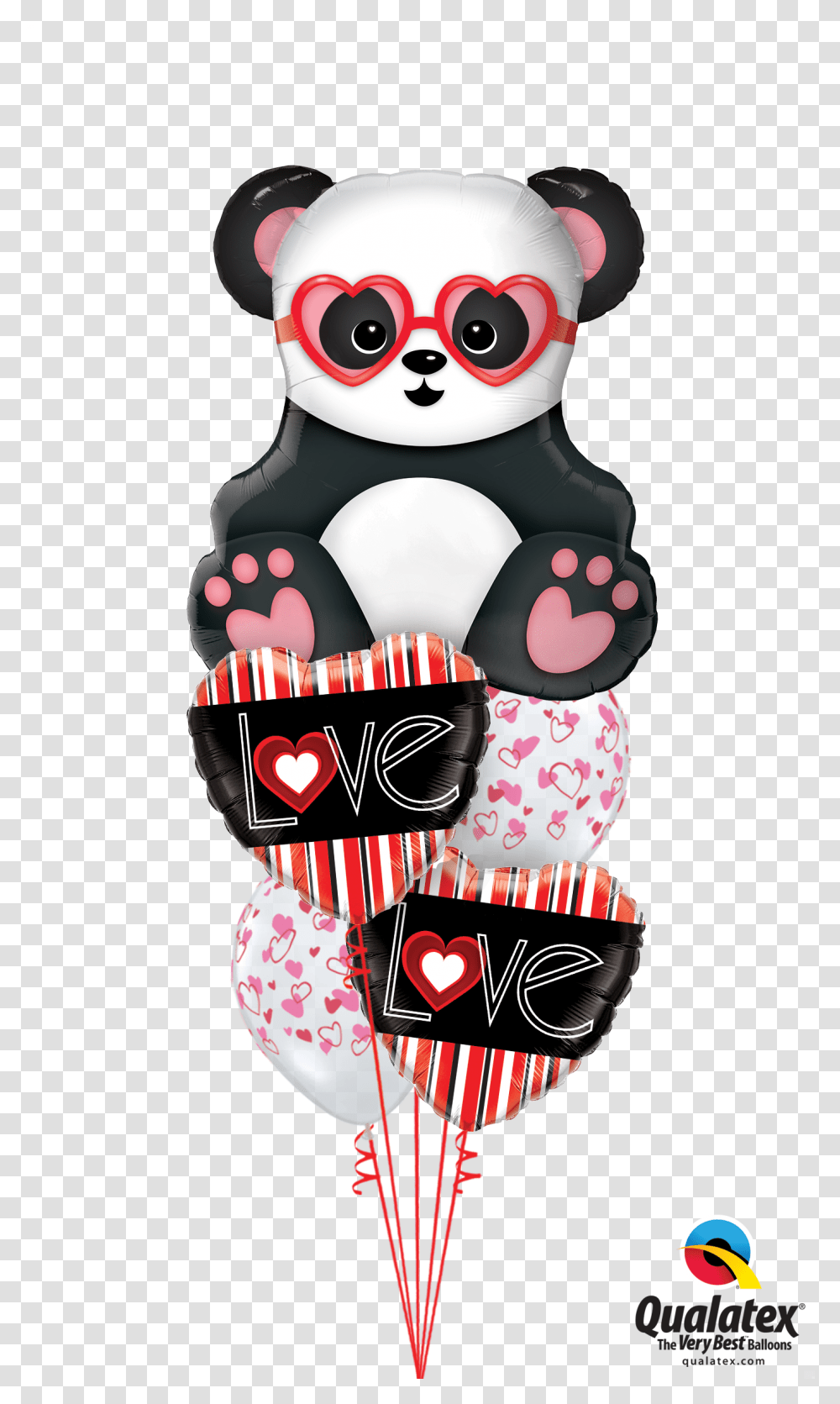 Love You Balloon Bouquet Panda Balloon, Apparel, Toy, Label Transparent Png