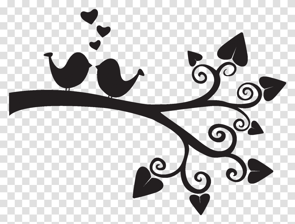 Lovebird Clip Art Black And White Image Of Bird Cartoon, Floral Design, Pattern, Animal Transparent Png