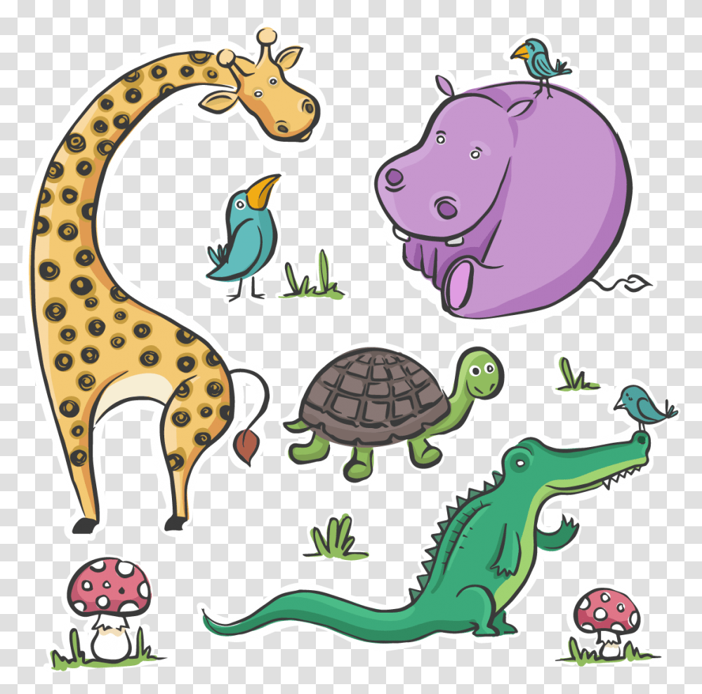 Lovely Animals Vector Animal Park Download 12001200 Hippopotamus, Sea Life, Tortoise, Turtle, Reptile Transparent Png