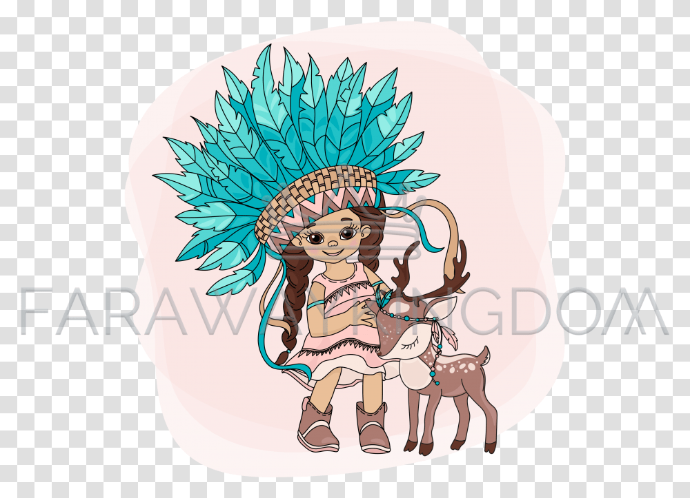 Lovely Pocahontas Indians Princess Vector Illustration Set, Hair, Face, Label, Text Transparent Png