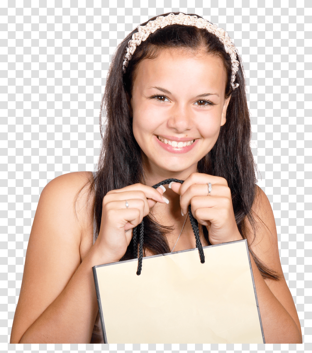 Lovely Young Woman Carrying Shopping Bag Image Pngpix Woman With Bag, Person, Human, Finger, Face Transparent Png