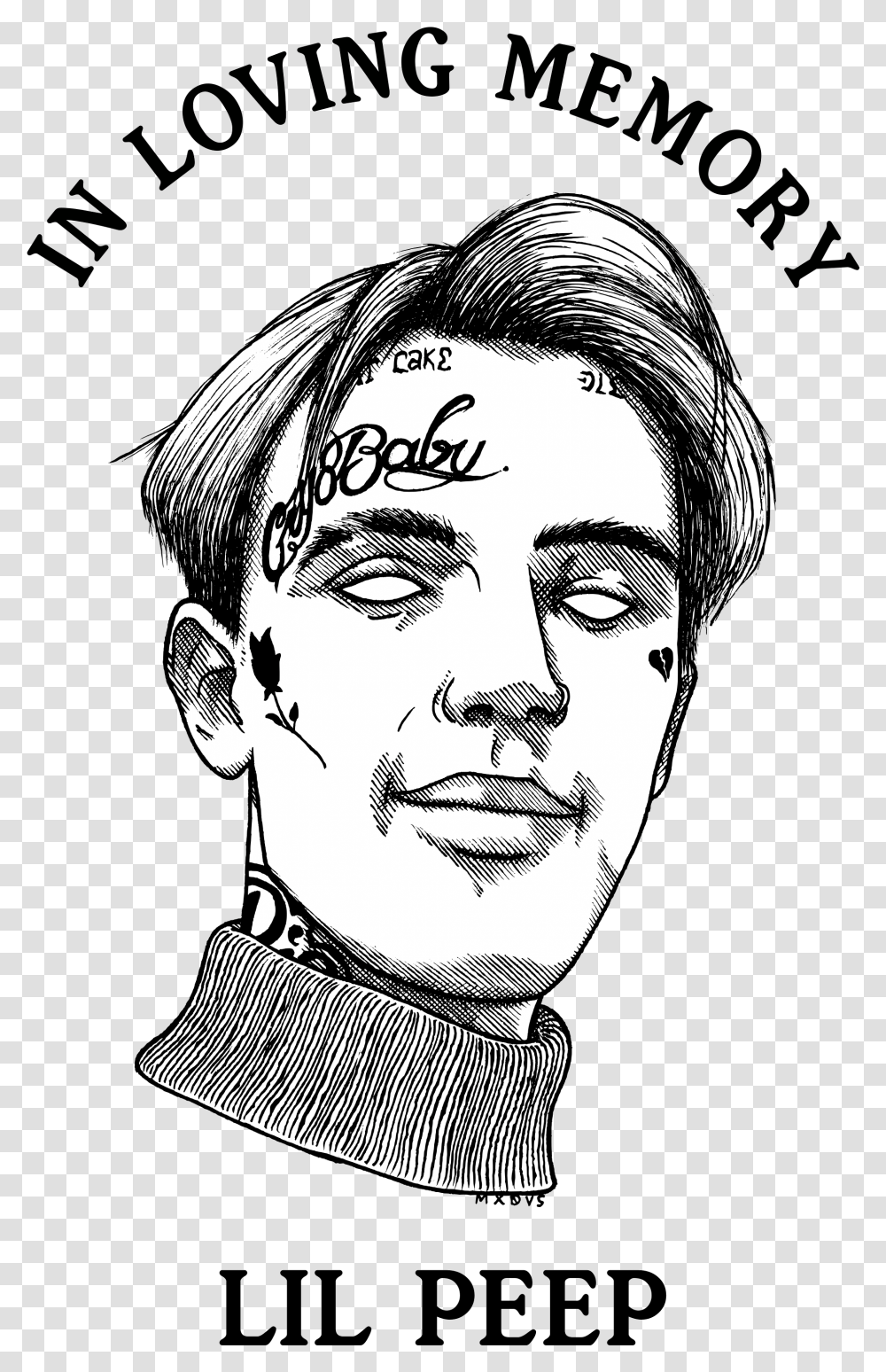 Loving Memory Lil Peep, Face, Person, Human, Drawing Transparent Png