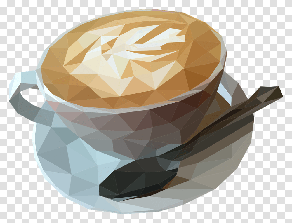 Low Poly Coffee Coffee Cup Poly Polygonal Coffee Cup Low Poly, Saucer, Pottery, Diamond, Gemstone Transparent Png